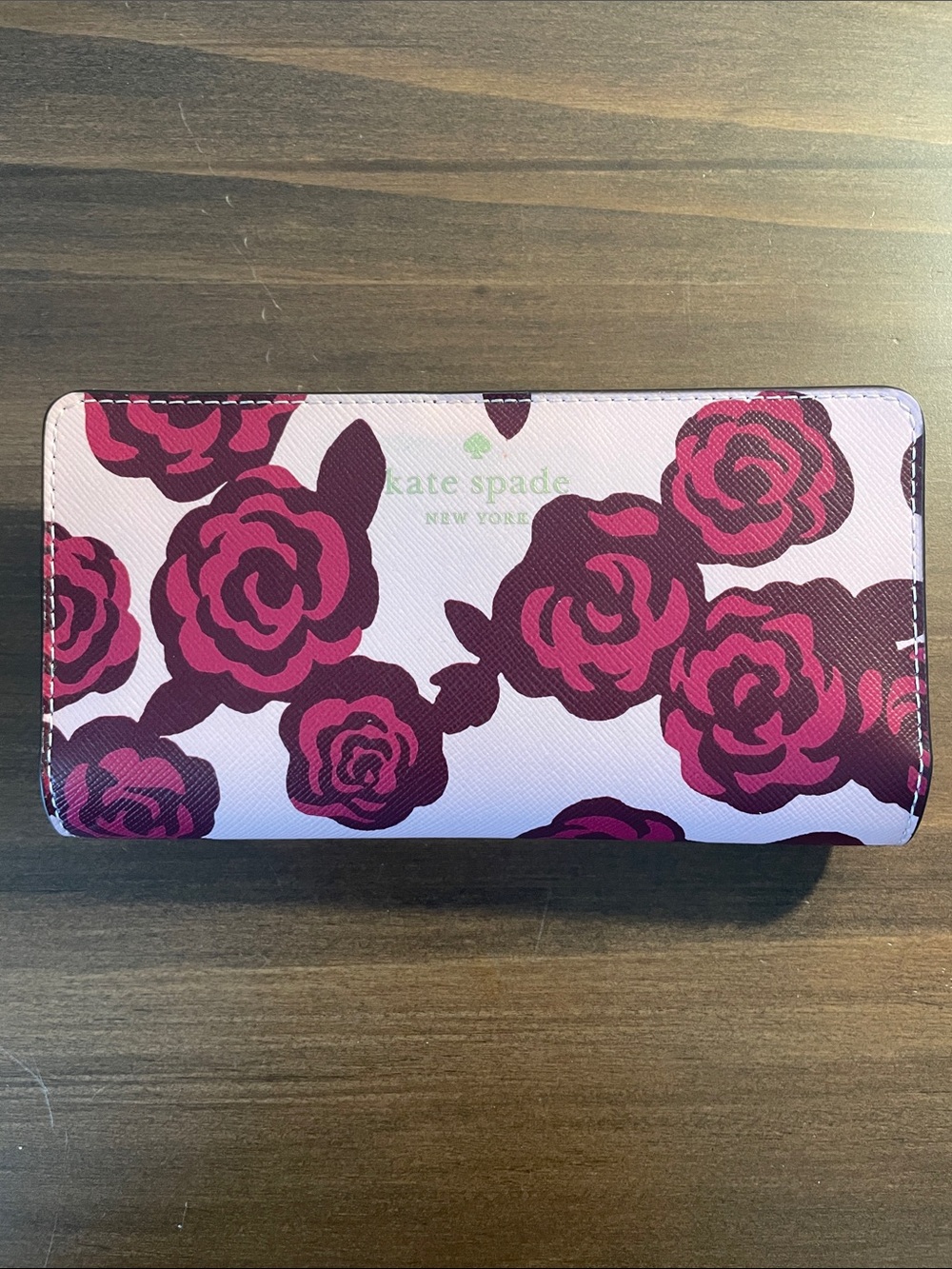 kate spade Pink and Burgundy Floral Continental Wallet